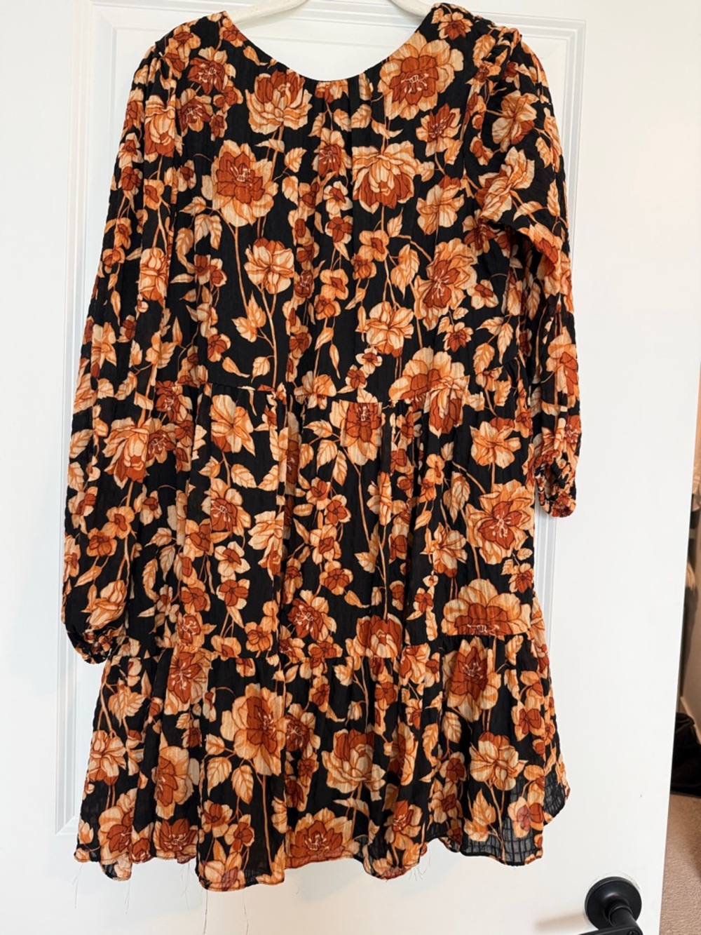 Express Black Dress with Orange Floral Pattern